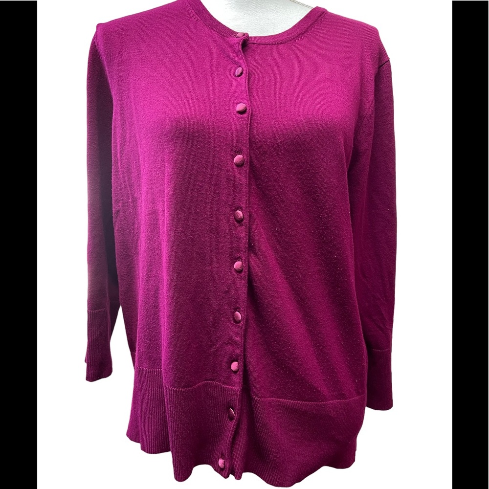 GRACE ELEMENTS BURGUNDY RE CARDIGAN SWEATER, SIZE XL